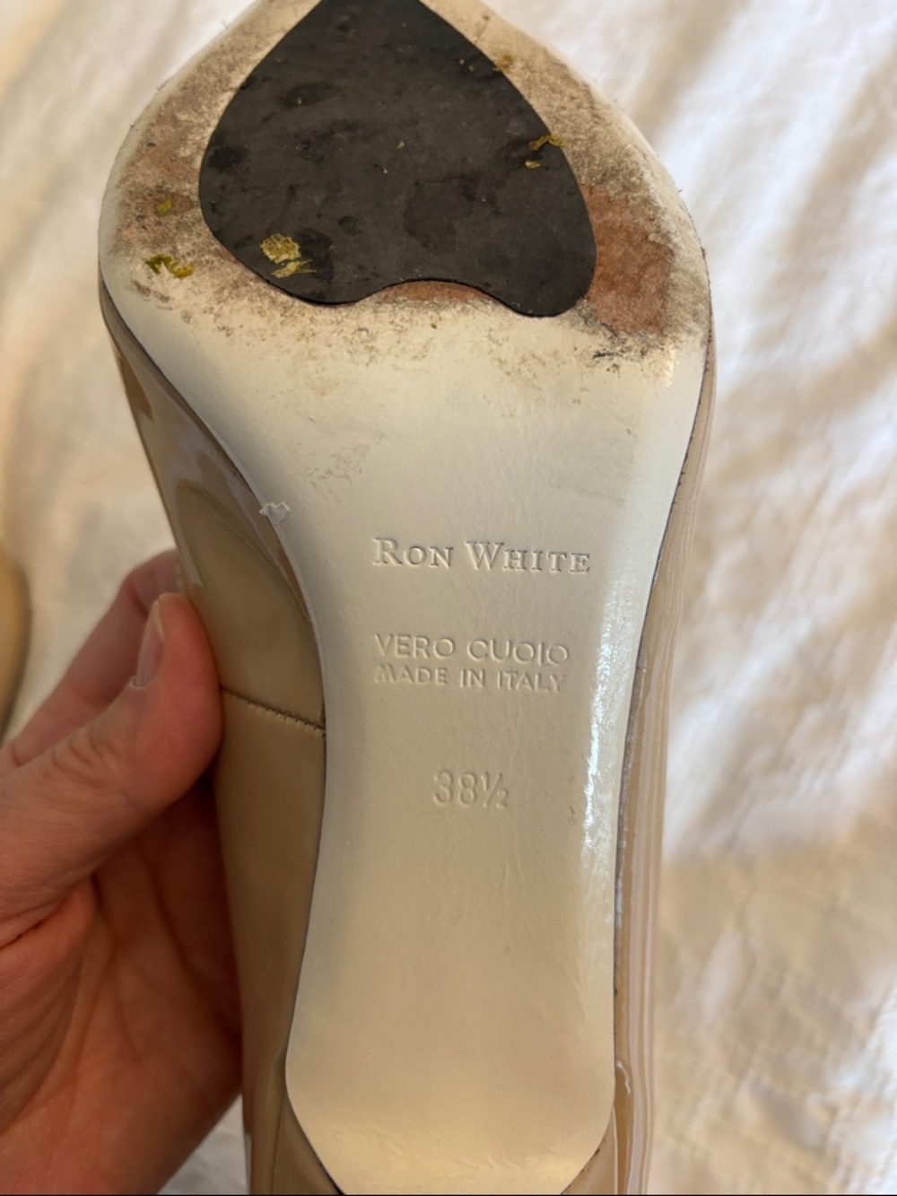 Ron White Cindy Patent Nude Heels Size 38.5/ 8 US Made in Italy. - Picture 14 of 15